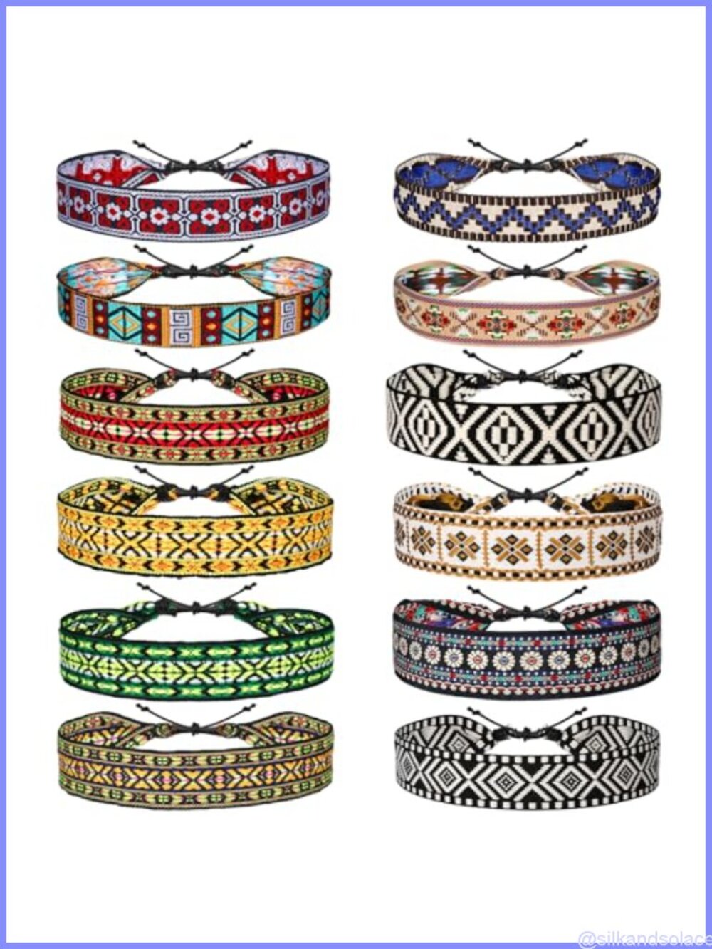 12 PCS Boho Hat Bands Polyester Twine Weave Stretchable Western Cowboy Fedora
